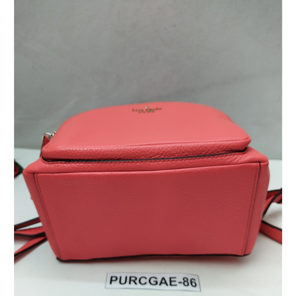 Kate Spade New York Jackson Coral Red Pebbled Leather Zipper Top Handle Backpack - Picture 6 of 16
